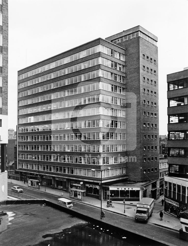 Post Office Telecomms HQ, Maid Marian Way, Nottingham, 1977