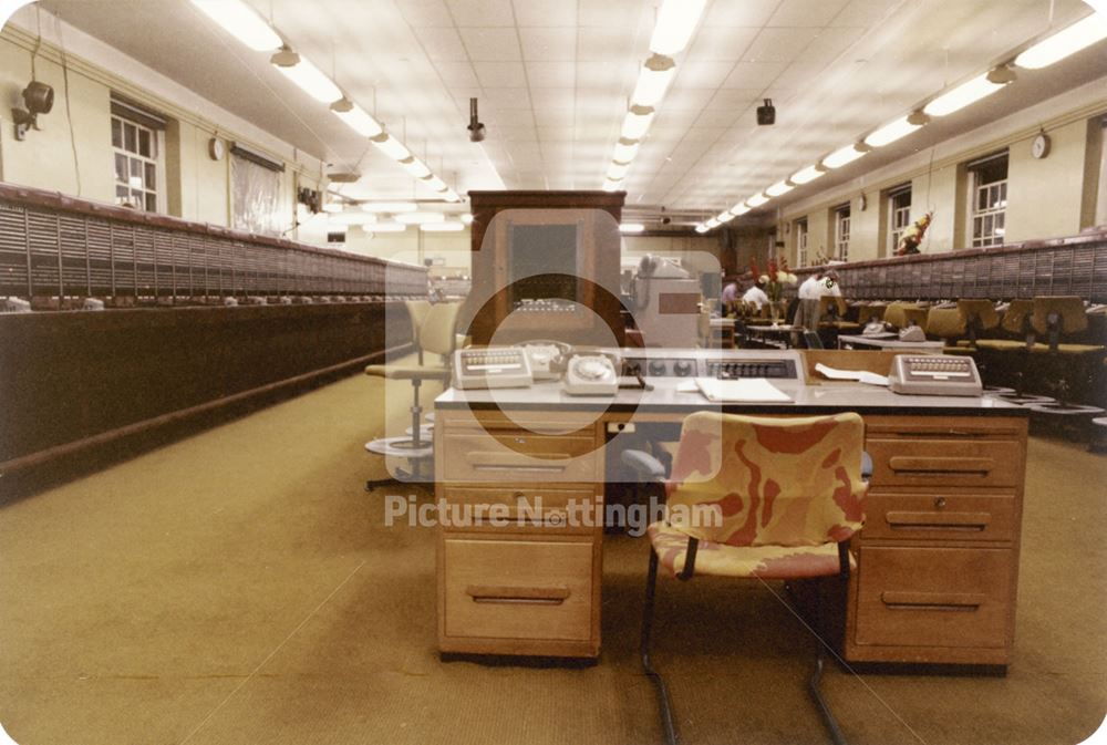 Switchroom Office of the Telephone Exchange, Broad Street, Nottingham, 1981