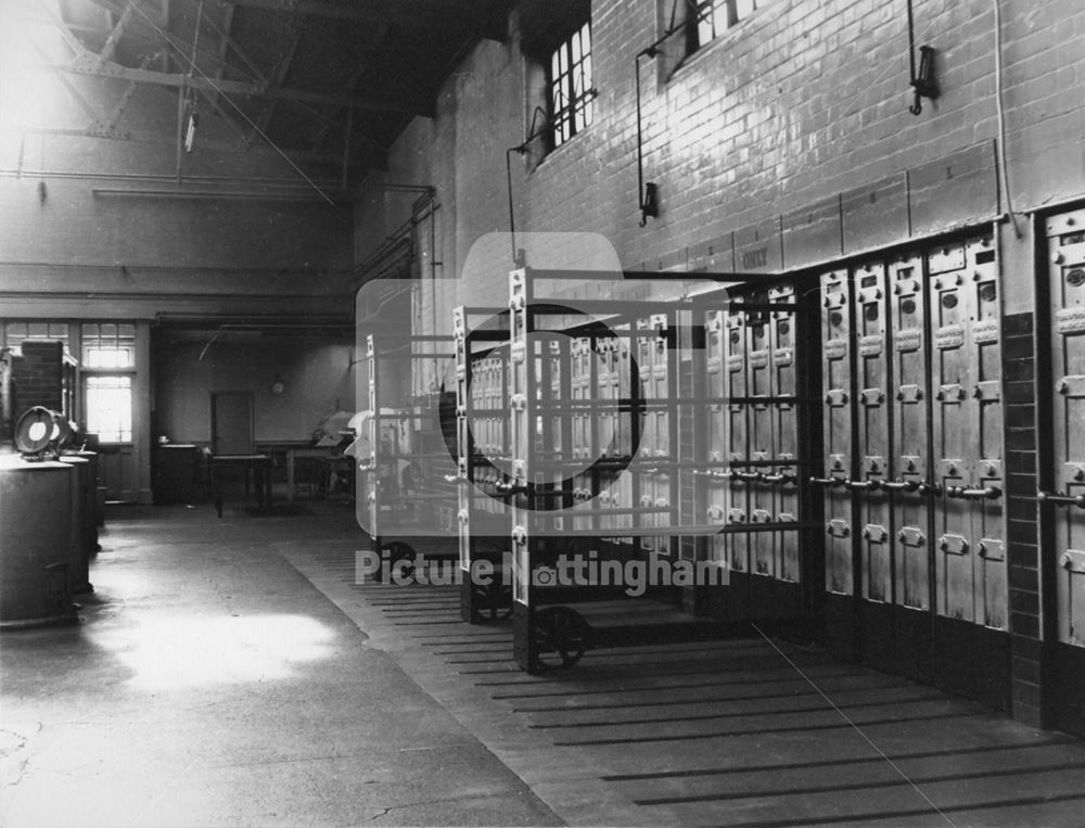 Drying racks, Victoria Washhouses, corner of Bath Street and Gedling Street, 1973