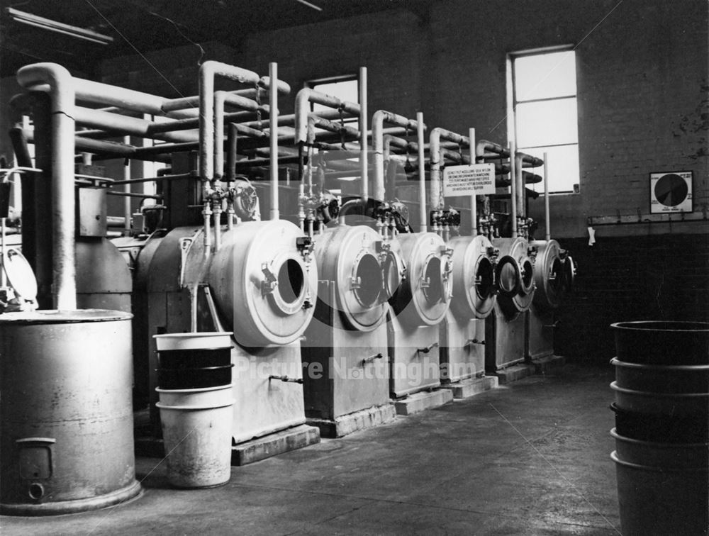 Washing machines, Victoria Washhouses, corner of Bath Street and Gedling Street, 1973