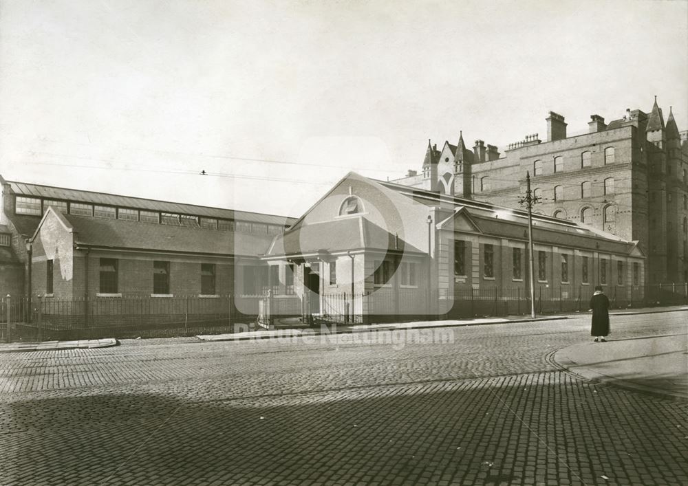 Victoria Washhouses - exterior, corner of Bath Street and Gedling Street, c 1928