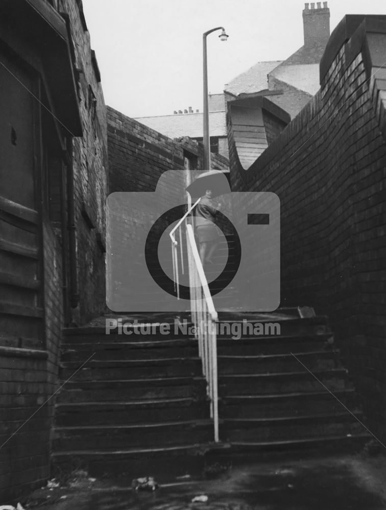 Stairs on Middle Hill, Lace Market, Nottingham, c 1970