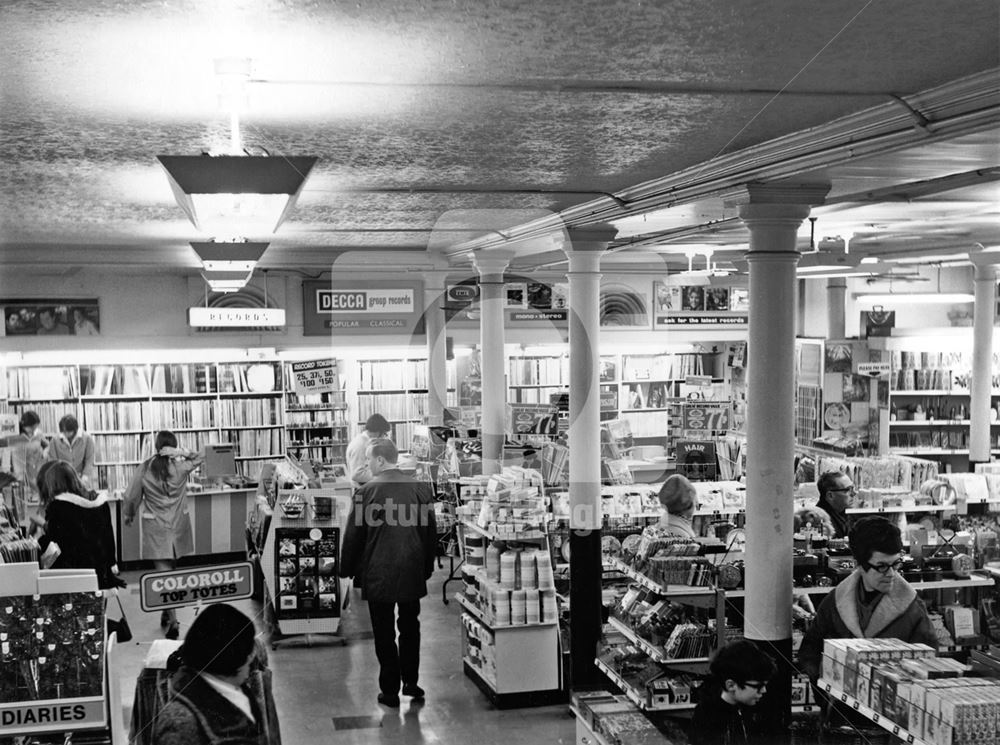 Stationery and Record Department, Boots The Chemists, High Street, Nottingham, 1972