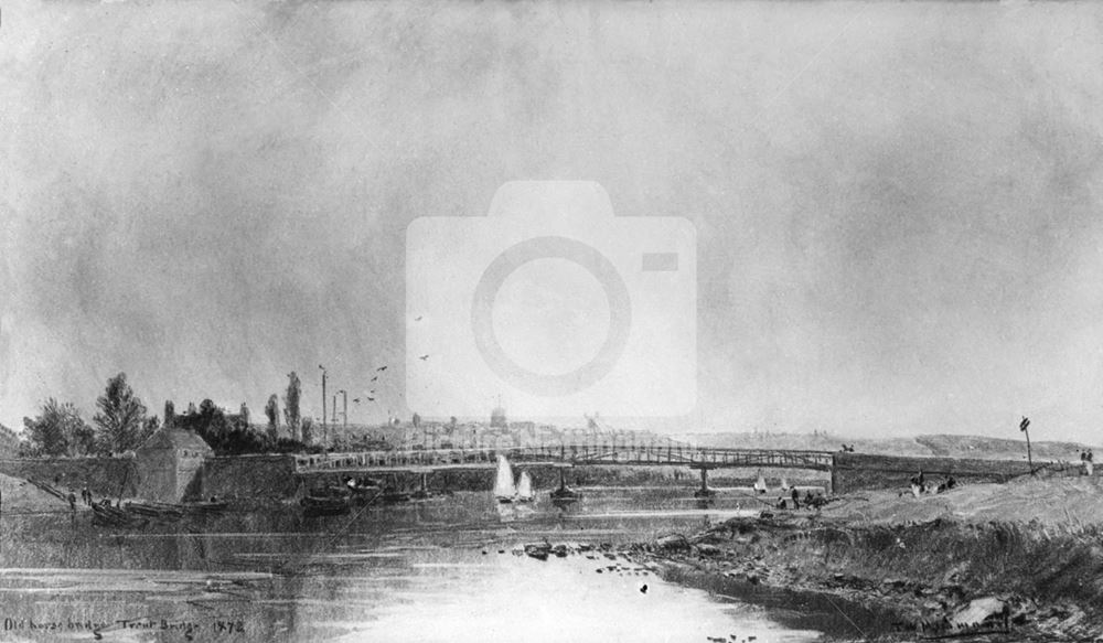 Old horse bridge over the River Trent, Nottingham, 1872