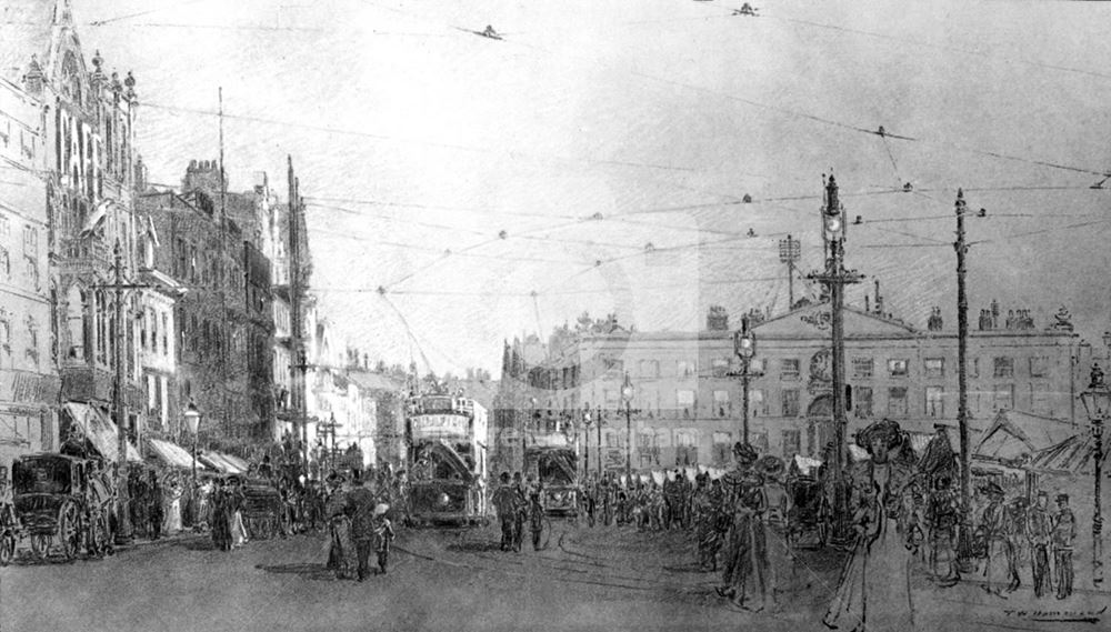 The Market Place, Long Row and Exchange, Nottingham, 1916