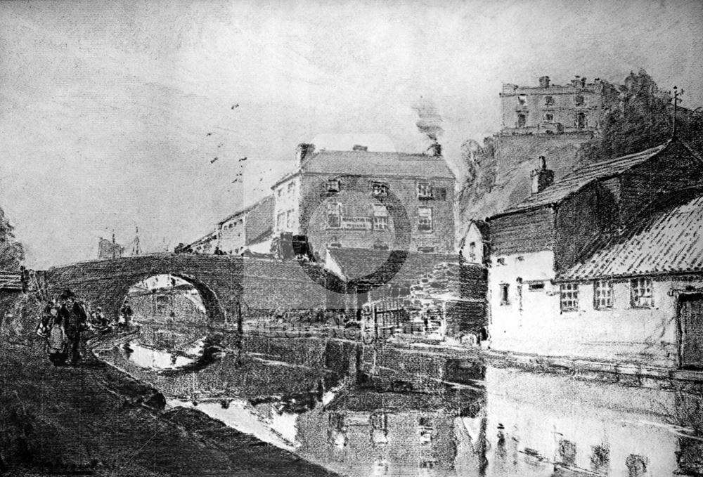 Nottingham Canal, Navigation Inn and Wilford Road Bridge, Nottingham, 1873