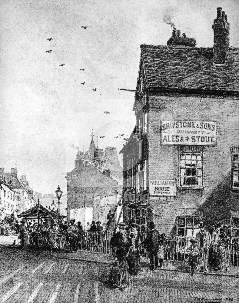 Corner of Market Street and Parliament Street, Nottingham, 1890