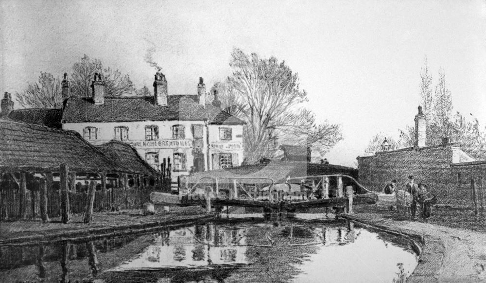 Abbey Tavern and Canal Bridge, Lenton, Nottingham, 1887