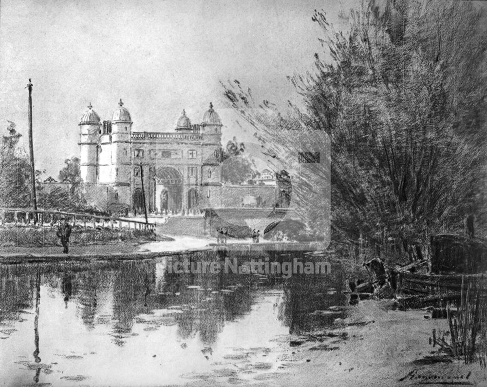 Lenton Lodge  and canal, Wollaton Park, Derby Road, Lenton, 1909