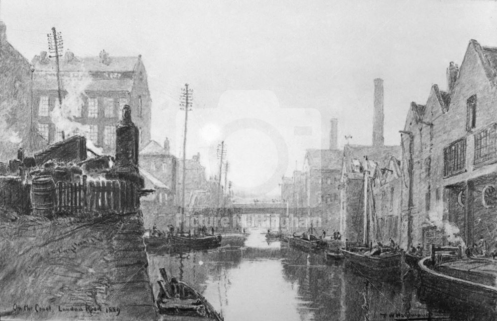 Nottingham Canal, looking west from Trent Street bridge, Nottingham, 1887