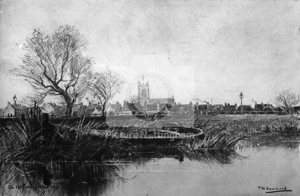 Holy Trinity Church from Nottingham Canal, Lenton, Nottingham, 1901