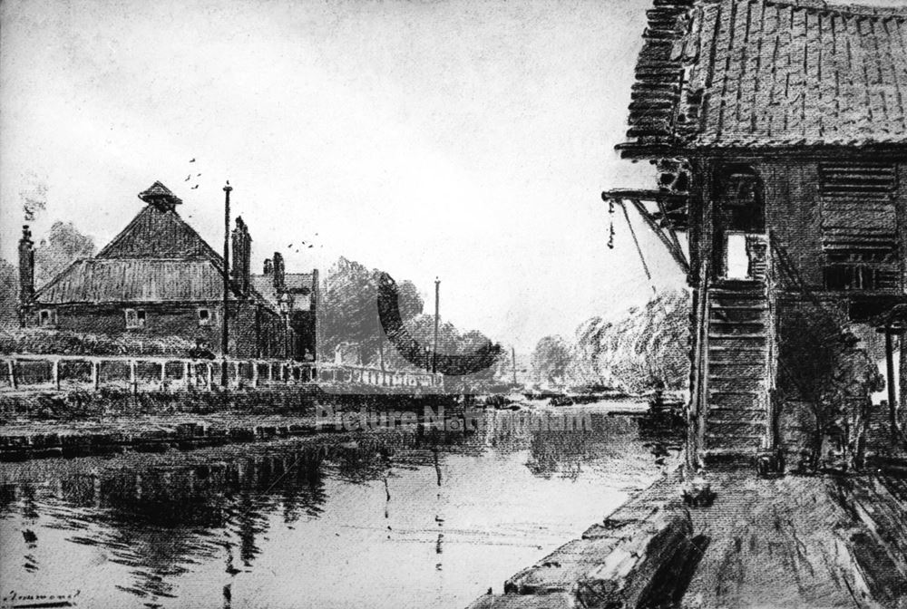 Nottingham Canal from Abbey Street Bridge, Lenton, Nottingham, 1895