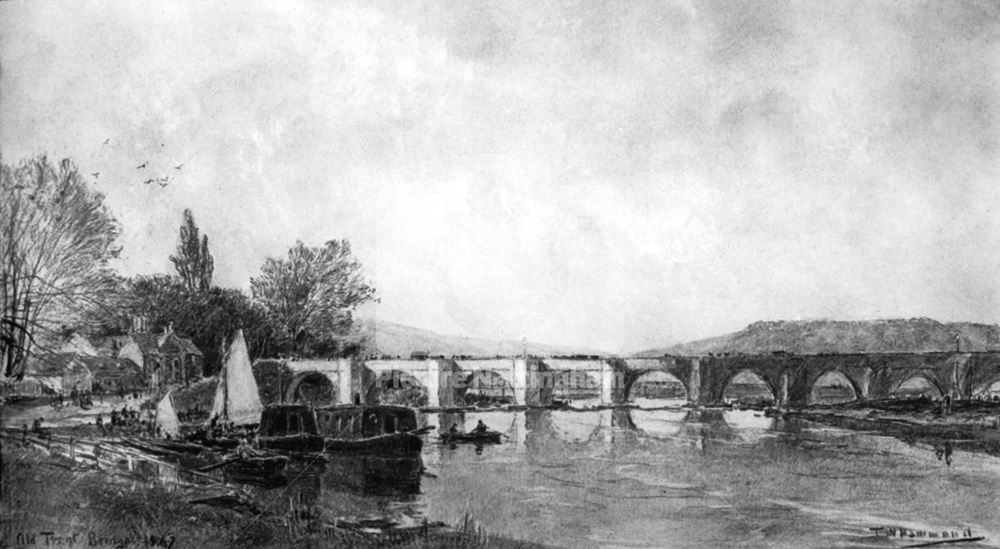 The Old Trent Bridge Looking West, Nottingham, 1867