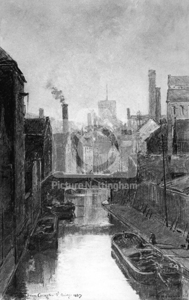 Nottingham Canal Looking East From Carrington Street Bridge, London Road, Nottingham, 1887