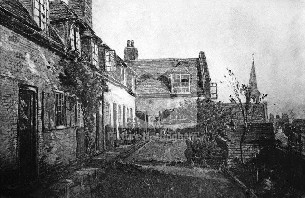 Jessamine Cottages Looking South, off Castle Terrace, Nottingham, c 1918