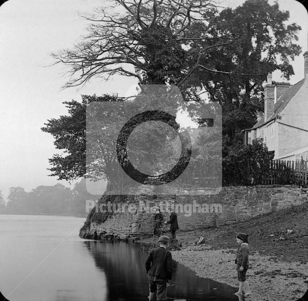 River Scene with Boys at Kirke White's Cottage, Wilford, Nottingham, c 1890s