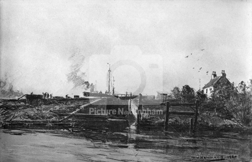 Construction of Holme Lock, Colwick Park, Nottingham, 1920