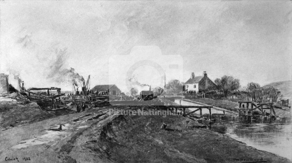 Construction of Holme Lock, Colwick Park, Nottingham, 1922