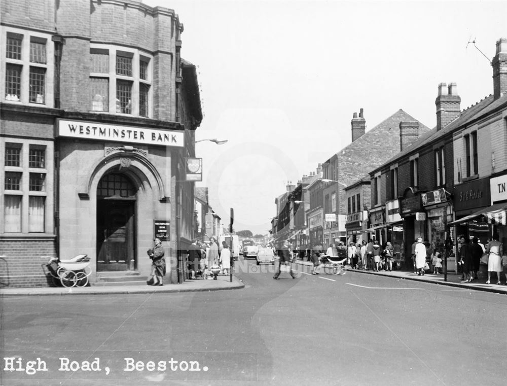 High Road from The Square-Wollaton Road Junction, Beeston, c 1954