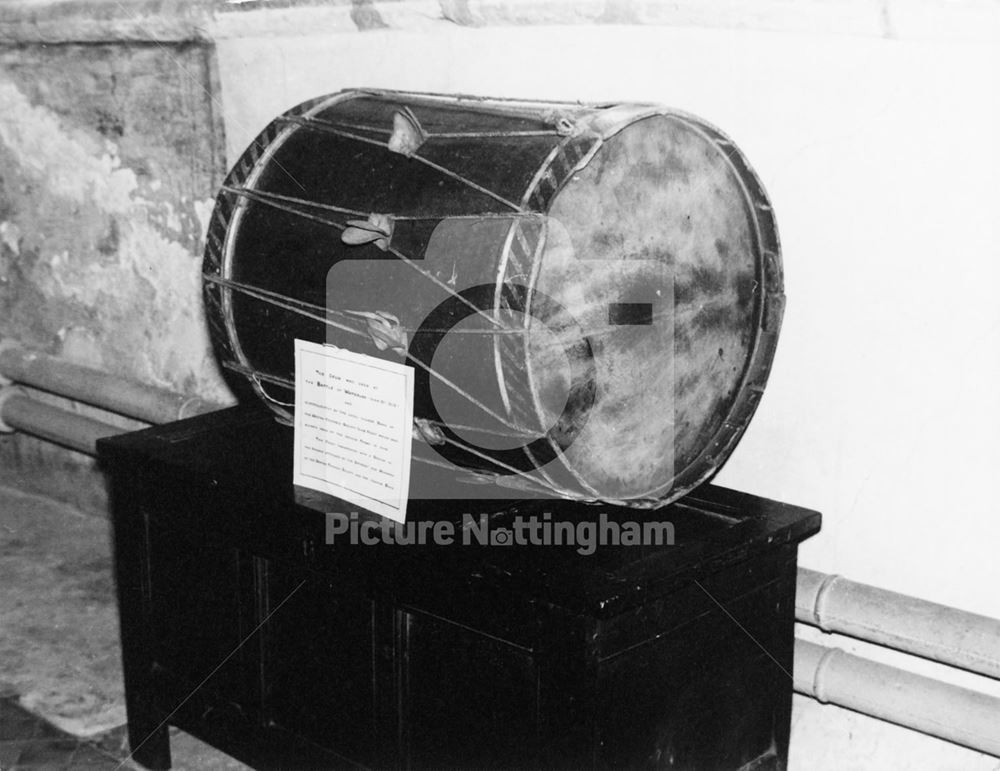 Waterloo Drum in St Mary's Church, Church Street, Orston, 1964