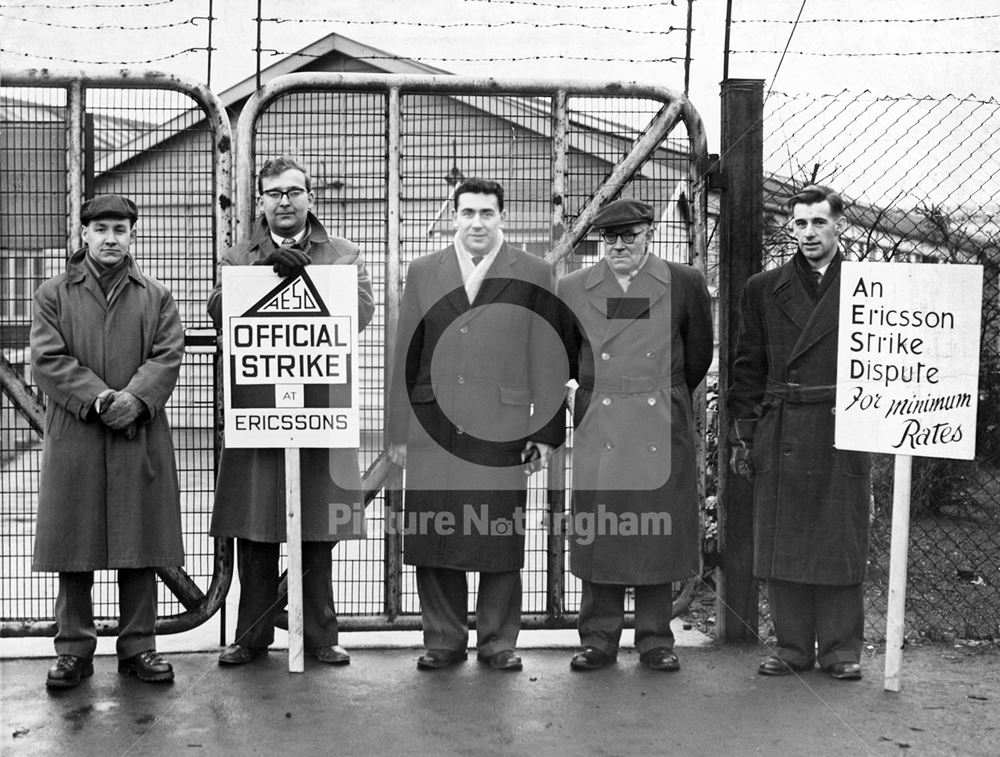 Picket Line, British Ericsson Telephone Works, off Nelson Road, Beeston, 1960