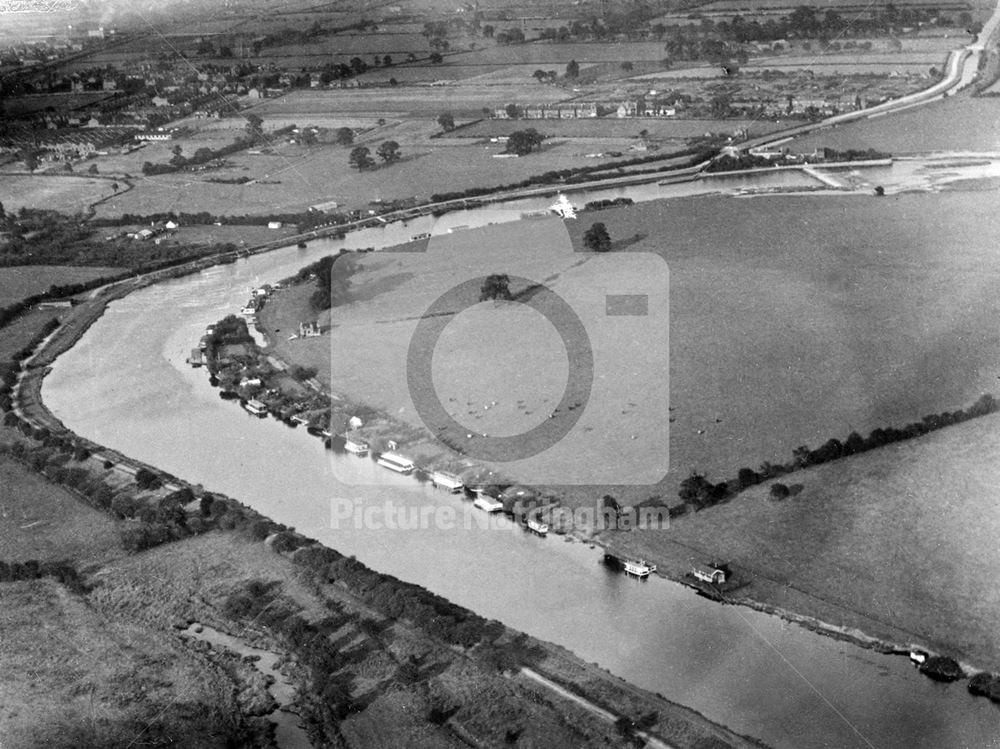 Aerial view of River Trent, Beeston, c 1927