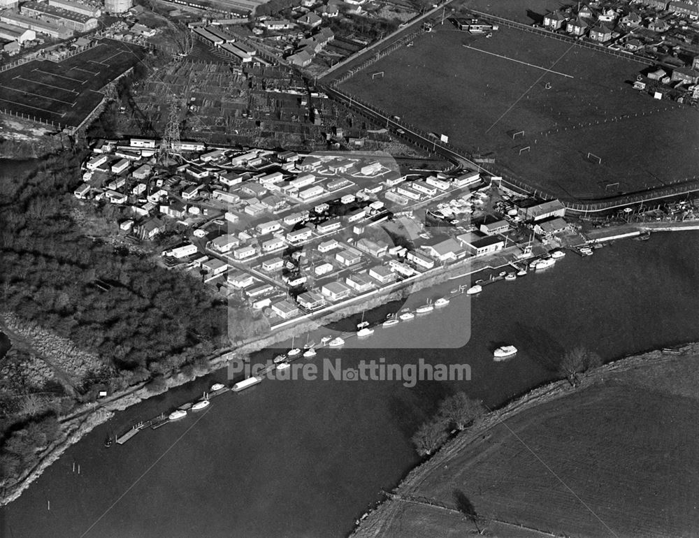 Aerial view of River Trent, Beeston, 1973