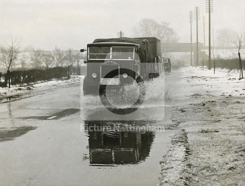 Floods, Fosse Way, Bingham, March 1947