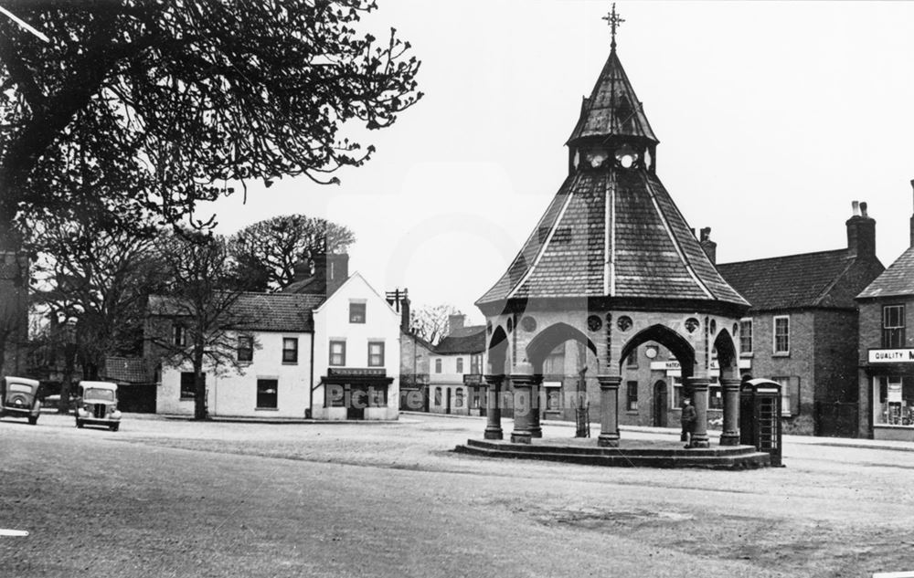 Market Place and Butter Cross, Bingham, c 1955