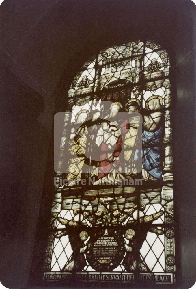 North side west end window, St Mary's Church, Main Street, Blidworth, 1982