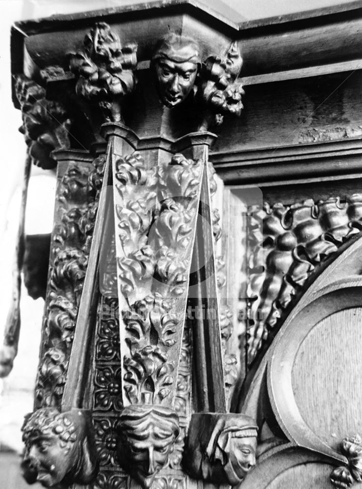 Pulpit detail, St Mary's Church, Main Street, Blidworth, 1982