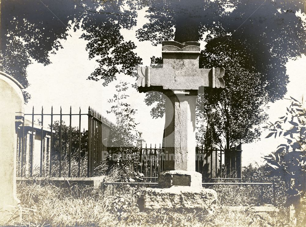 Stone cross, St Mary's Church, Main Street, Blidworth, 1908