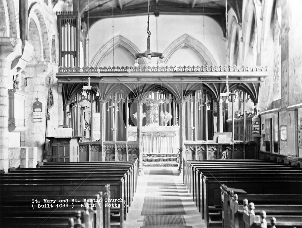 Nave Looking East, St Mary and St Martin's Church, Blyth, c 1950s?