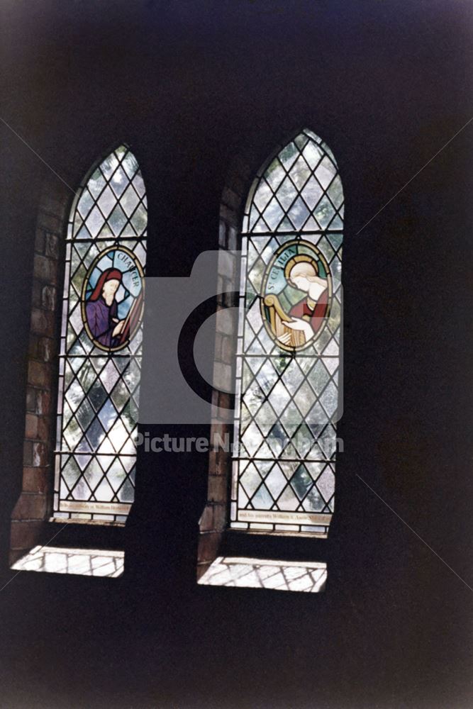 Stained glass window, St Stephen's Church, Fosse Way, Brough, Newark, c 1979