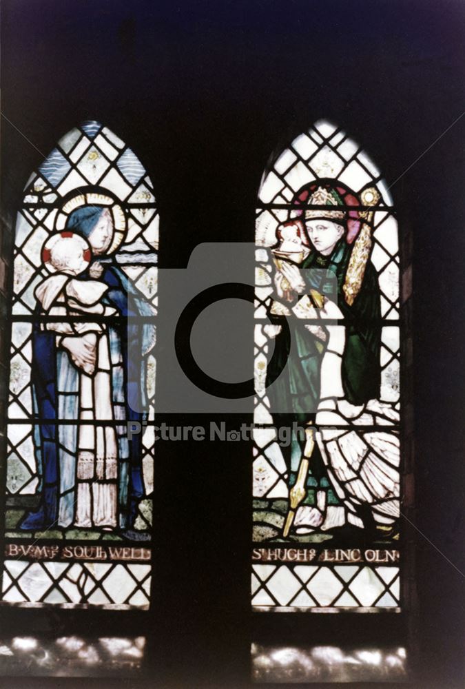 Stained glass window, St Stephen's Church, Fosse Way, Brough, Newark, c 1979