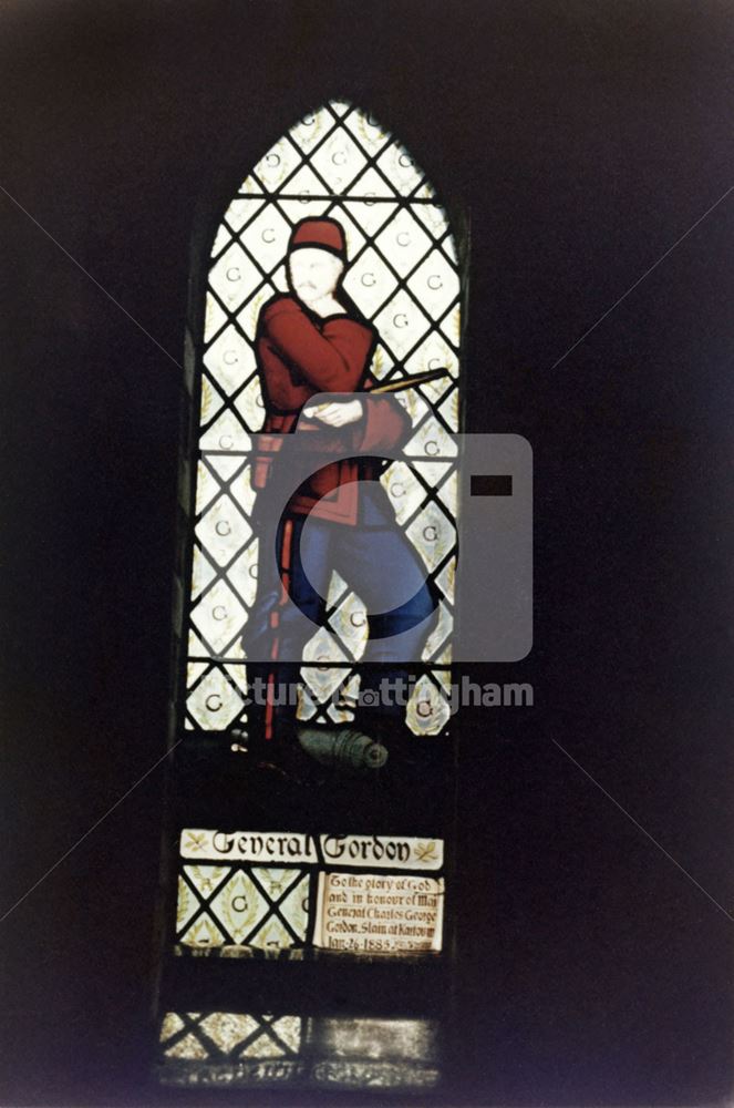 Stained glass window, St Stephen's Church, Fosse Way, Brough, Newark, c 1979