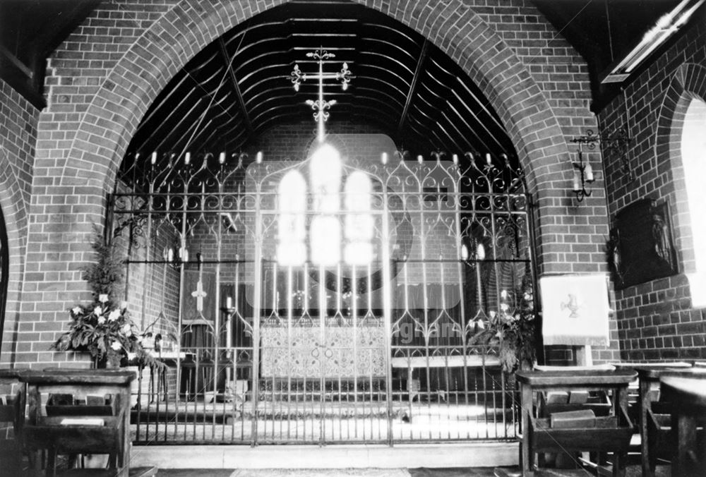 St Stephen's Church - interior, Fosse Way, Brough, Newark, 1979