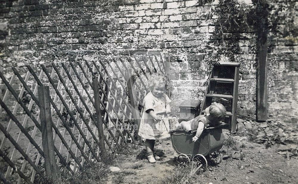 Sylvia Swanwick aged 2 in rear yard, 2 Twells Street, off St Ann's Wells Road, St Anns, 1939