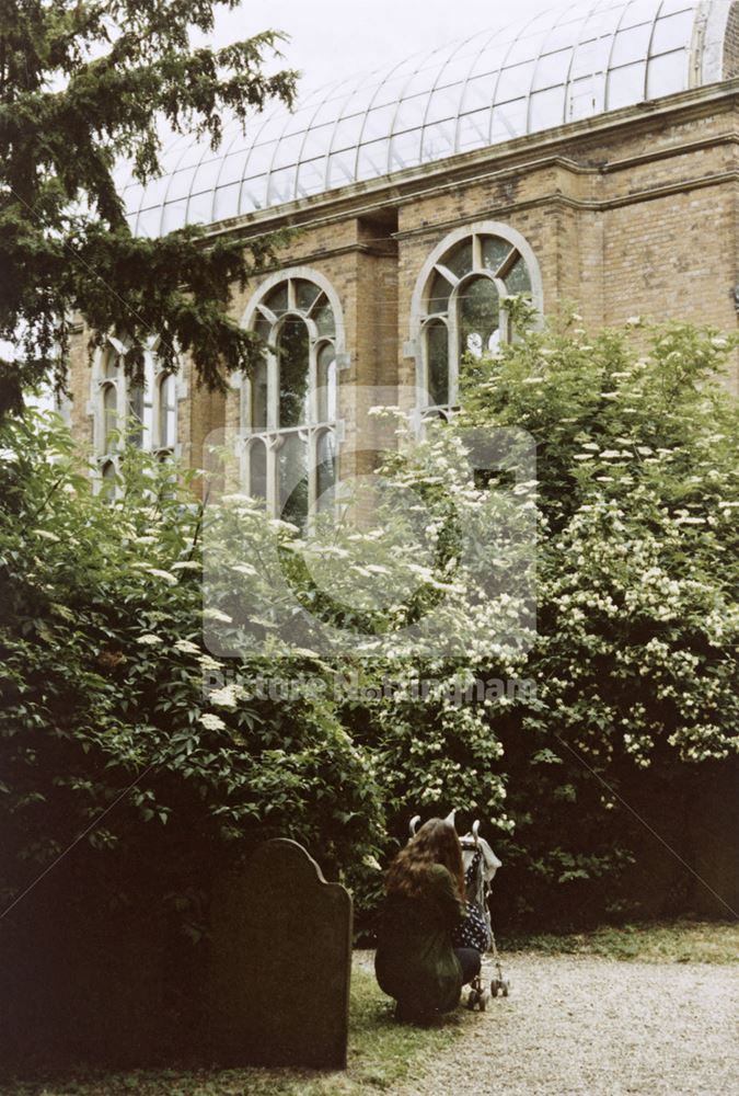 Conservatory from the church yard, Flintham Hall, off Inholms Road, Flintham, 1994