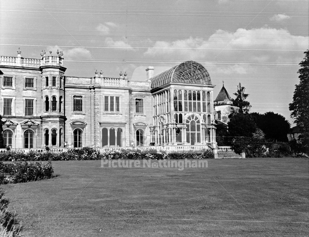 South End, Palm House and Church, Flintham Hall, off Inholms Road, Flintham, 1961