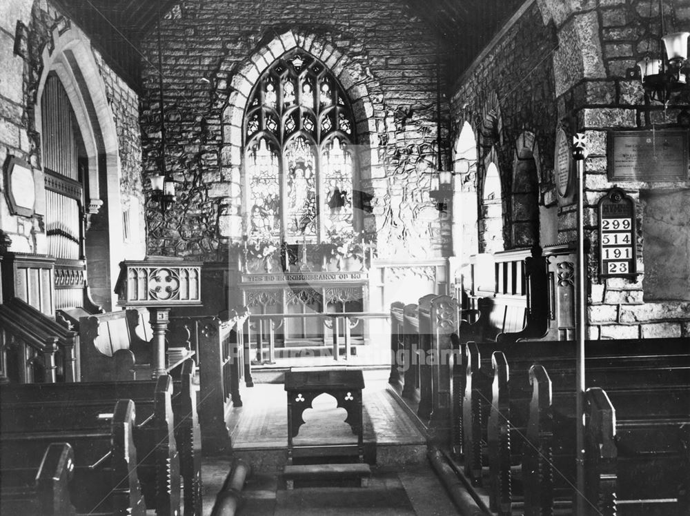 Interior of St Michael's Church, Linby, c 1950