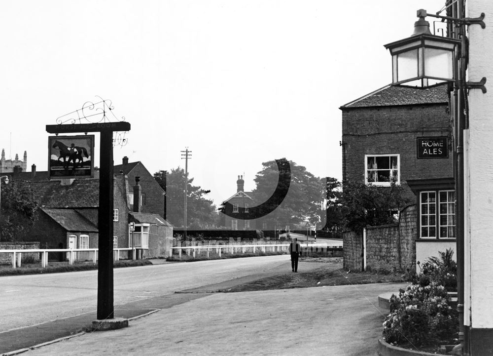 Main Street with Horse and Groom public house in foreground, Linby, c 1950