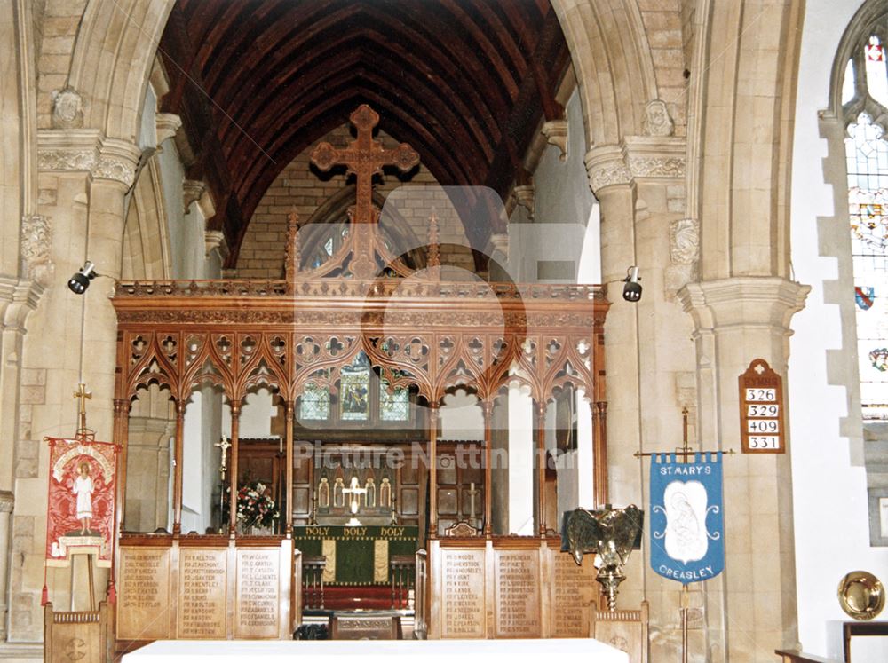 St Mary's Church - interior, Church Road, Greasley, c 1985