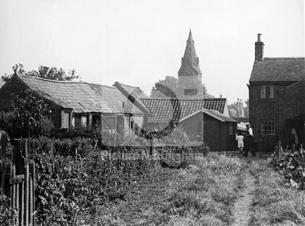 Gotham village, showing church and cottages, c 1930