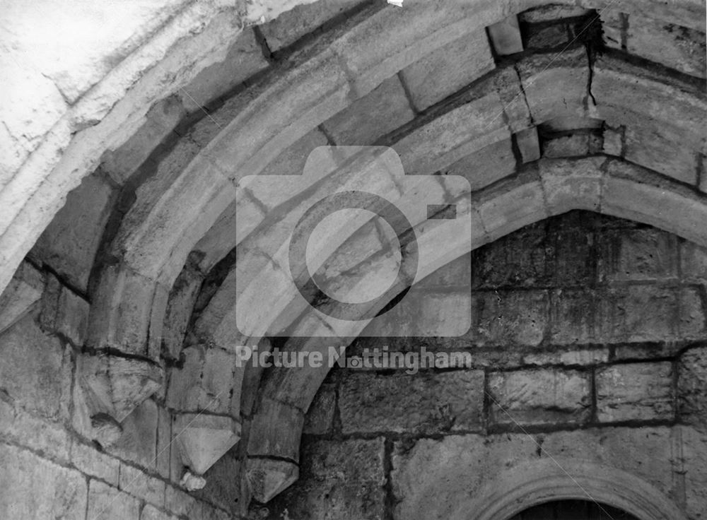 Porch vaulting detail, Church of St Peter and St Paul, Church Lane, East Drayton, 1949