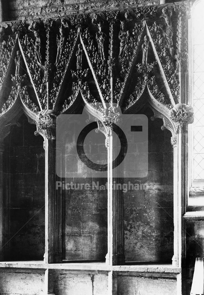 Sedilia, the Parish Church of All Saints, Hawton, c 1900s?