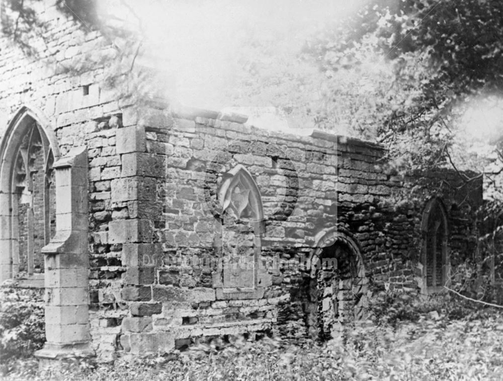 Haughton Chapel ruins, south bank of River Maun, near Haughton, c 1910