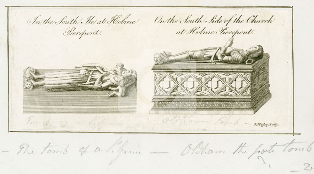 Tombs, St Edmund's Church, off Holme Lane, Holme Pierrepont, c 1790?