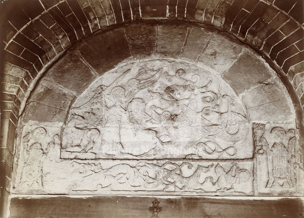 Tympanum in St Michael's Church, Gonalston Lane, Hoveringham, c 1960s?