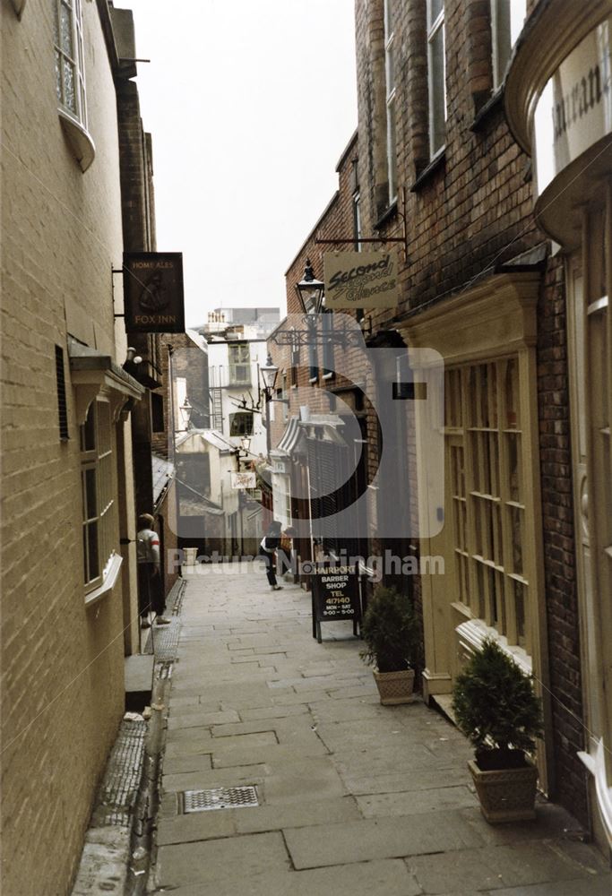 Hurts Yard Looking South to Long Row, Nottingham, 1984